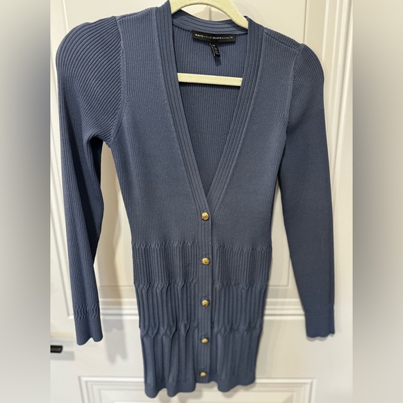 White House Black Mixed Stitch Cardigan w/Gold Buttons Blue - Size XS - Picture 9 of 9